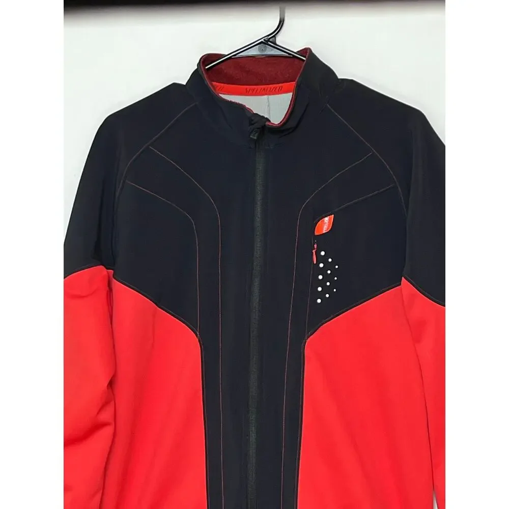 Specialized Womens XL Black Red Zip Front Long Sleeve Cycling Jacket Performance